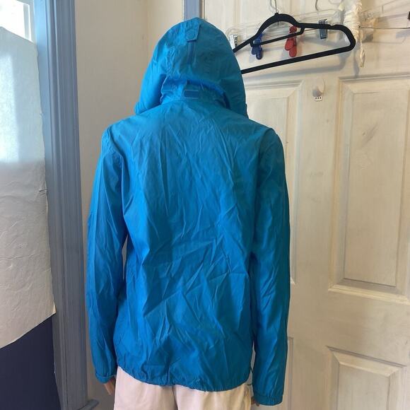 Lands End Women M10-12 Nylon Rain Jacket Coat Windbreaker Hooded Full Zip Blue - Picture 10 of 10